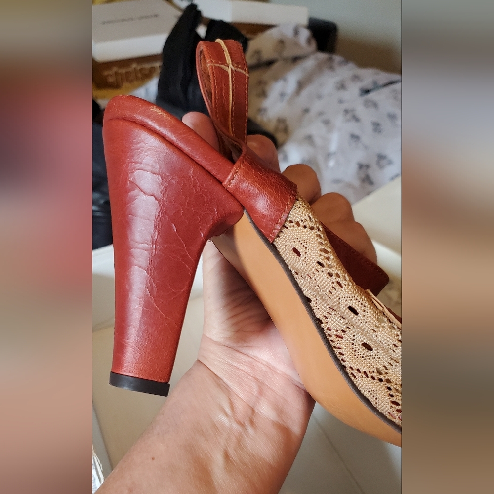 Re-mix Classic Vintage Ginger Leather Lace Spectator Heels 9.5 GUC - Picture 7 of 12
